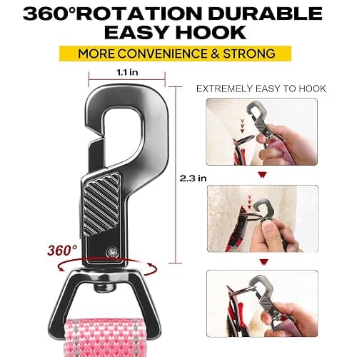 Fida 6 FT Heavy Duty Dog Leash with 2 Comfortable Padded Handles, Traffic Handle & Advanced Easy Snap Hook, Reflective Walking Lead for Large, Medium & Small Breed, Pink thumbnail 4