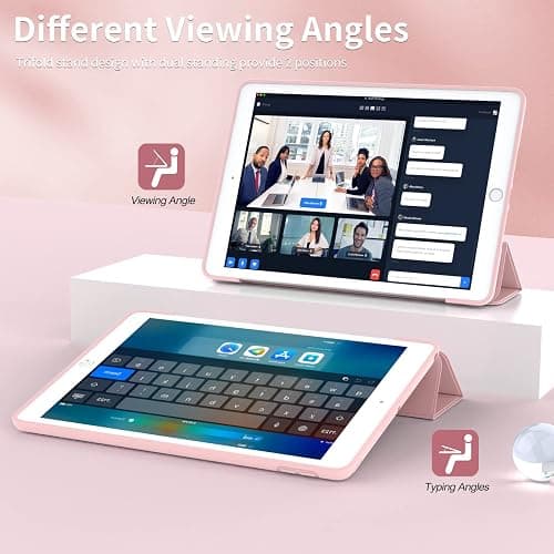 Aoub Case for iPad 9th Generation 2021 10.2 inch, iPad 8th/7th Gen 2020/2019, Without Pencil Holder, Soft TPU Back Case, Slim Lightweight Stand Protective Smart Cover, Auto Sleep/Wake - Light Pink thumbnail 6