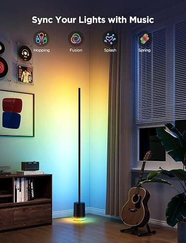 Govee Floor Lamp 2 with Matter, RGBIC, Warm Cool White LED, Alexa Compatible, 1725lm, Music Sync, Scene Modes, Smart Floor Lamp for Living Room, Bedroom, Black(1 Pack) thumbnail 9