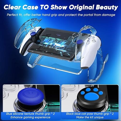 Auarte 12 in 1 Accessories Set for Playstation Portal Remote Player, Hard Carrying Case for PS Portal with Clear Skin Case for PS5 Portal, 2 Screen Protector with 4 Thumb Grip thumbnail 5