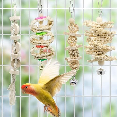 Deloky 7 Packs Bird Parrot Swing Chewing Toys-Hanging Bell Bird Cage Toys Suitable for Small Parakeets, Cockatiels, Conures, Finches,Budgie,Macaws, Parrots, Love Birds thumbnail 6