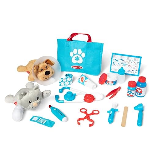 Melissa & Doug Examine and Treat Pet Vet Play Set, 24-Piece Animal Doctor Playset with Dog & Cat Plushies, Pet Doctor Kit & Accessories, Preschool Toys for Girls & Boys Ages 3+ - Image 1