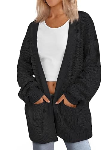 LILLUSORY Womens Oversized Cardigans Soft Knit Cardigan Sweater with Pockets - Image 1