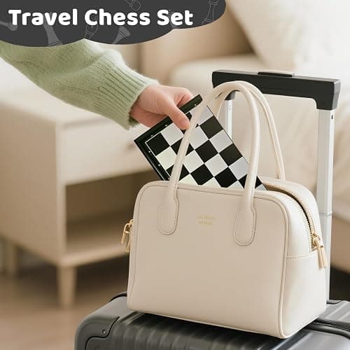 Travel Chess Set, 10 inch Magnetic Chess Board with 2 Extra Queen Portable Folding Board Chess Games for Kids, Adults thumbnail 7