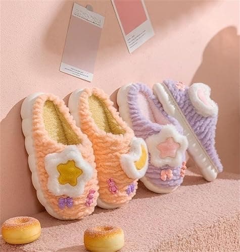 CZQAGCL Cute Women's Star Plush Slippers - Warm Indoor & Outdoor Slippers thumbnail 4