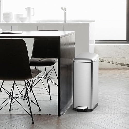 Garvee 8-Gallon (30l) Slim Stainless Steel Trash Bin with Inner Bucket, Narrow Step-on Garbage Can with Soft-Close Lid – Ideal for Kitchen, Bathroom, or Office, Silver thumbnail 4