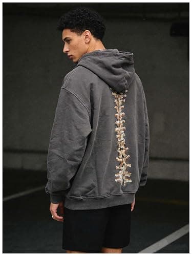 MLAFE Gothic Hooded Sweater Retro Bone Print Hooded sweatshirt Y2K zip-up jacket Grunge Hooded Sweater Harajuku upper garment thumbnail 5