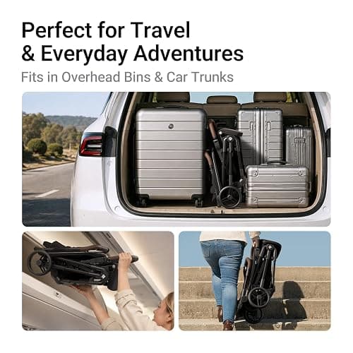 Mamazing Ultra Air Lightweight Baby Travel Stroller with Carbon Fiber Frame | Compact & Airplane-Friendly, One-Handed Fold, 11.6 lbs, UPF50+ Canopy, Under-Seat Basket, Organizer & Cushion Included, Khaki thumbnail 7