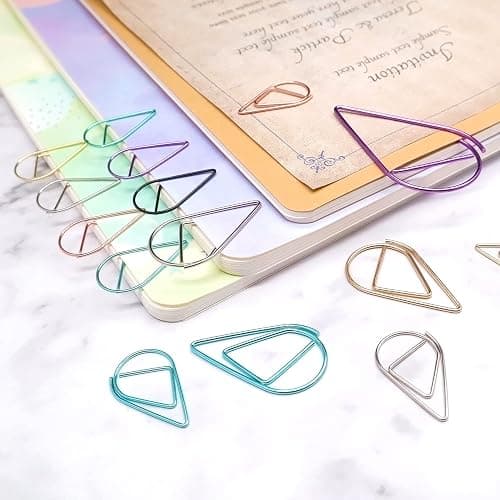 DEEDYGO 250 PCS Multicolor Drop-Shaped Paper Clips, 1 Inch | Teardrop Paperclips, Stainless Steel, For Office School Wedding Scrapbooking, Bookmarks & Planners thumbnail 5