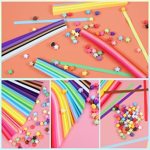 Phinus 2060 Sheets Origami Paper - 27 Color Assortment, Double Sided Star Paper Strips for DIY Hand Art Crafts thumbnail 6