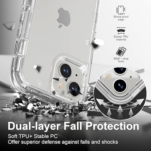 Follaroma for iPhone 15 Case, Heavy Duty Shockproof Protection Phone Cases, Anti-Drop, Dual Layer Transparent Protective Cover Compatible with iPhone 15, 6.1 inch,Crystal Clear thumbnail 4