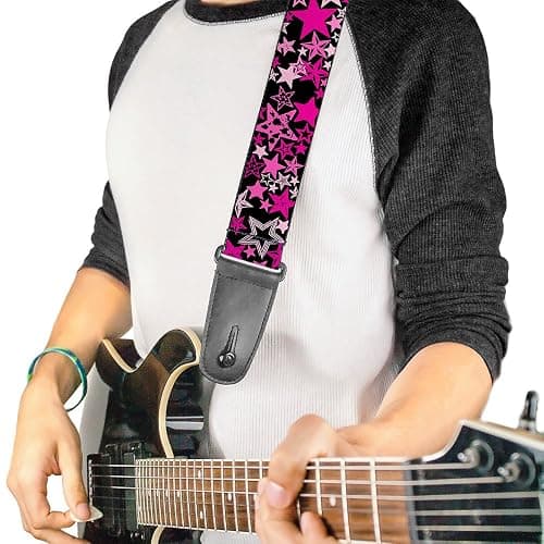 Buckle-Down Guitar Strap - Stargazer Black/Pink - 2" Wide - 29-54" Length thumbnail 2