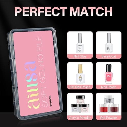 AILLSA Short Square Nail Tips Full Cover Clear Gelly Tips Half Matte Acrylic Tips Pre-Filed Fake Press on Nail Tips for Extension Home DIY Salon Manicure 216PCS 12 Sizes thumbnail 7