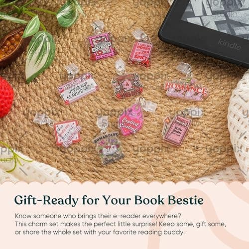 YOPPIX 9PCS Charms for E-Reader, About Funny Theme Dust Plug Charm Compatible with Type C Charging Port, Gift for Book Lover Readers Men Women Teachers Students, Accessories for E-Reader thumbnail 5