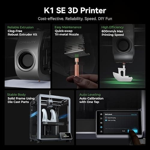 Creality 3D Printer K1 SE, 600mm/s High-Speed Fully Assembled K1 Upgrade 3D Printer for Kids and Beginners, Flagship-Level Direct Extruder Auto Leveling Tri-Metal Nozzle Print Size 250x220x220mm thumbnail 2