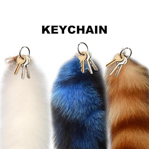 Faux Tail Therian Tail Fox 15.8'' Faux Animal Tail Keychain Fluffy Therian Tail Pendant Long Fox Tail Keychain Holder White thumbnail 7
