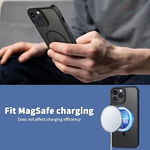 CACOE Magnetic Case for iPhone 13 Pro Max 6.7 inch-Compatible with MagSafe & Magnetic Car Phone Mount,Anti-Fingerprint TPU Thin Phone Cases Cover Protective Shockproof(Black) thumbnail 7