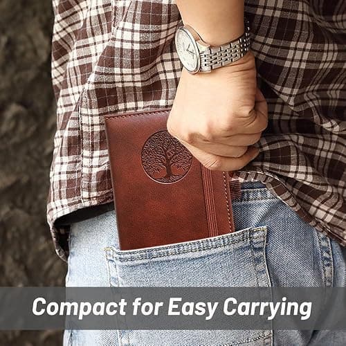 BIYUNRO Small Pocket Notebook, Leather Journal Mini (Brown) thumbnail 6