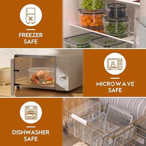 40 PCS Food Storage Containers with Lids Airtight (20 Containers & 20 Lids), Leak proof Meal Prep Container Set for Kitchen Storage, BPA-free, PVC-free Plastic, Microwave/Dishwasher Safe, Labels & Pen thumbnail 5