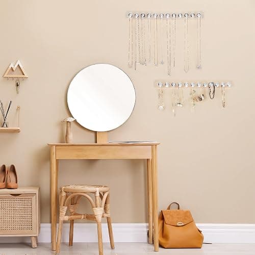 Newellsail Halsketten-Aufhänger Acryl-Halskettenhalter Wandmontage Schmuck-Organizer mit 12 Diamant Form Haken für Halsketten, Armbänder, Ketten, Ohrringe, 2 Stück (Transparent) thumbnail 9