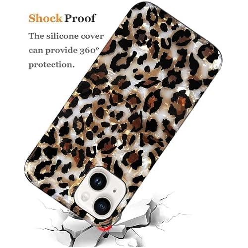 J.west Case Compatible with iPhone 14 Case,Luxury Sparkle Translucent Clear Vintage Leopard Print Soft Silicone Cover for Girls Women Protective Phone Case for iPhone 14 6.1 inch Cheetah thumbnail 8