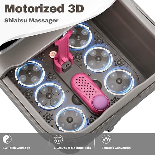 Ranjova Foot Spa Electric Rotary Massage, with Touchscreen Pro Color Display, Collapsible Foot Bath with Heat, Bubble,Remote Control, Temp Control, and 24 Motorized Shiatsu Massage Balls (Dark Grey) thumbnail 3