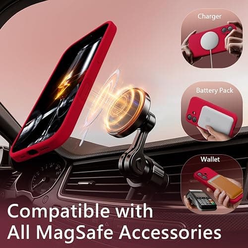 FireNova Magnetic for iPhone 17 Case, Compatible with MagSafe, [Integrated Silicone Camera Control Button] [Camera Protection] Anti-Scratch Microfiber Lining Phone Case, 6.3", Deep Red thumbnail 5