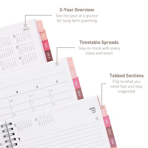 Rileys Academic Planner 2025-2026, Daily, Weekly & Monthly Planner, July 2025 - June 2026, Student Notes Pages, Twin-Wire Binding, Weekly Agenda for School & Work (20 x 15 cm, Blue) thumbnail 3