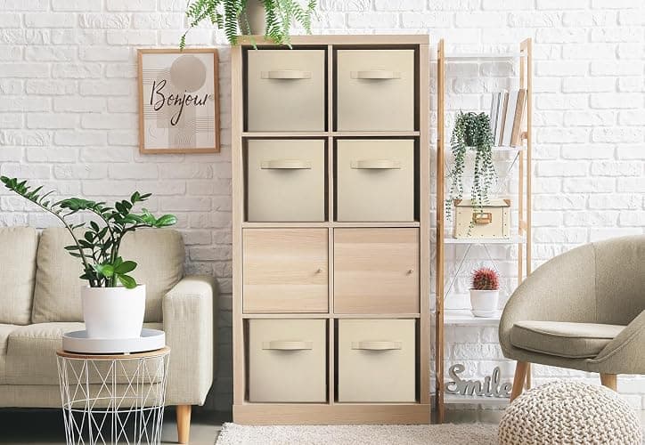 Sorbus Foldable Storage Cubes - 6 Fabric Baskets for Organizing Pantry, Closet, Shelf, Nursery, Playroom, Toy Box - 11 Inch Dual Handle Collapsible Closet Organizers and Storage Bins (Beige) thumbnail 4