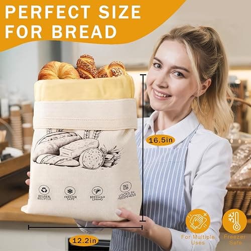 2-Pack Reusable Beeswax Bread Bags for Sourdough & Homemade Bread，Cotton Waxed Bags Keeps Fresh Longer(Navy Bloom) thumbnail 7