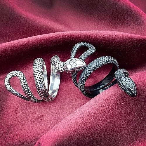 KouGeMou Womens Rock Snake Finger Ring Retro Jewelry Silver Snake Animal Rings Gift Accessories Size 6-10 thumbnail 6