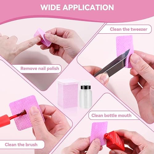 ShanySheny 600PCS Lint Free Nail Wipes with 7.1oz Acetone Dispenser | Non-woven Fabric, Acetone Safe, BPA Free, for Toner, Micellar Water, Makeup Remover, Alcohol, Nail Polish Remover thumbnail 5