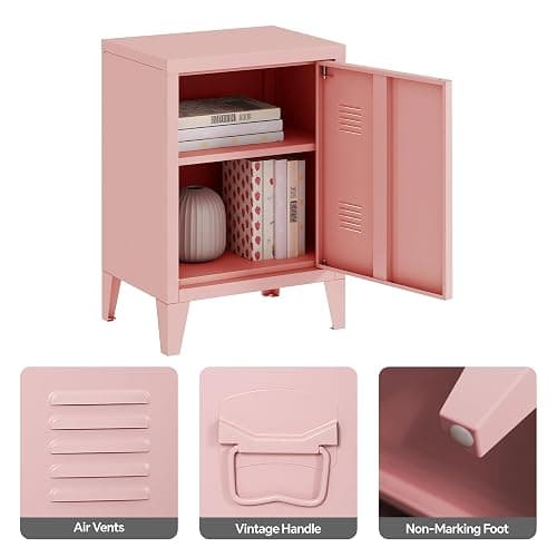MIOCASA Metal Nightstand Modern End Side Table Steel Bedside Storage Cabinet with Shelf Easy Assembly for Living Room Bedroom thumbnail 4