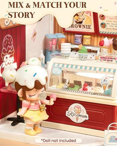 Rolife Super Creator DIY Miniature Plastic House Building Set Playset with LED, Suitable for Mini Figures Construction Toys Diorama Kit Gifts for Adults (Flavorful Ice Cream) thumbnail 5