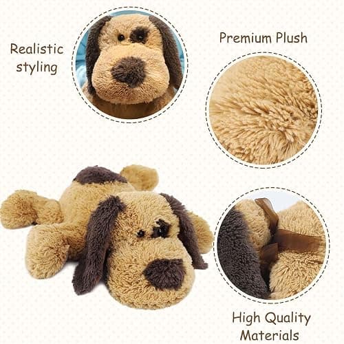 WEIGEDU Floppy Stuffed Dog Puppy Plush Toy, 20 inch, Brown | Huggable Beagle Labrador Retriever Stuffed Animal Dogs, Lying Down, Super Soft, for Kid Girl Boy Baby Christmas Birthday Gift thumbnail 3