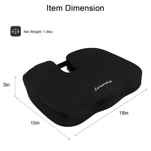 Seat Cushion Premium Memory Foam Non-Slip Coccyx Tailbone Cushion for Office Chair, Car Seat, Wheelchair, Yoga and Travelling- Back, Hip and Tailbone Pain Relief thumbnail 2