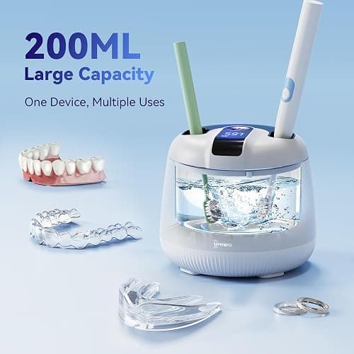 Ultrasonic Retainer Cleaner Machine 48kHz, Dental Ultrasonic Care Cleaner | Ultrasonic Retainer Cleaner for Dentures, Aligners, Mouth Guards, Toothbrush Heads and Jewelry with 200ML Capacity thumbnail 7