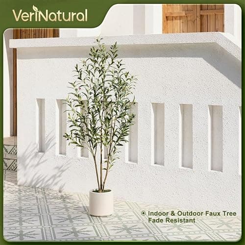 VeriNatural Artificial Olive Tree 5ft, Tall Faux Olive Tree with White Planter, UV-Resistant Fake Plants for Indoor and Outdoor Decor, Realistic Potted Plants for Home,Office & Living Room Decor VN158 thumbnail 8