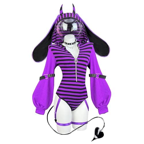 KORURACLUB Bunny lingerie Cosplay lingerie Stripe Costume Demon Bunny Sexy Bodysuit jail costume - Image 1