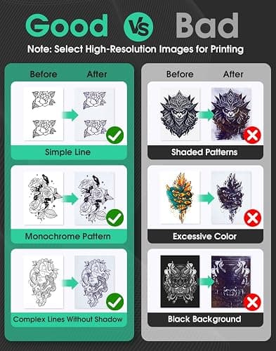 Phomemo Tattoo Stencil Printer, M08F Bluetooth Thermal Tattoo Printer with 10pcs Transfer Paper, Compatible with Phone/Tablet/PC, Tattoo Supplies for Tattoo Artist & Beginner, Black & Green thumbnail 5