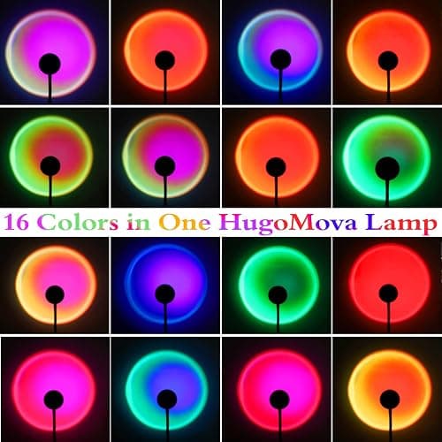 Sunset Lamp Projection, 16 Colors Sunset Lamp Multiple Colors with Remote Control, 360 Degree Rotation LED Sunset Projection Lamp Night Light with Fade Mode for Photography/Party/Home/Decor - 16 Colors thumbnail 4