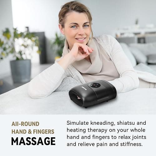 FIT KING Hand Massager with Heat for Hand Massage and Arthritis Carpal Tunnel Finger Numbness Relief - Cordless & Portable & Touch Screen - Birthday Gifts for Women Men Parents thumbnail 2