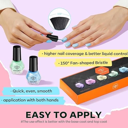 modelones Nail Polish Set, 6 Colors 2025 Summer Macaron Pastel Nail Polish Soft Pink Purple Blue Green Orange Quick Dry Nail Polish Kit Salon Home DIY Manicure Kit Gift For Women Girl - A07-Macaron thumbnail 6