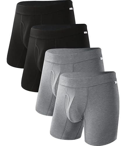 BAMBOO COOL Men's Ultra ComfortSoft Underwear, Moisture Wicking & Breathable No Ride Up Boxer Briefs with Fly, Multipack - Image 1