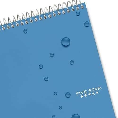 Five Star Top Spiral Notebook + Study App, 1 Subject, College Ruled Notepad, 8-1/2" x 11", 100 Sheets, Fights Ink Bleed, Water Resistant Cover, Tidewater Blue (820058D-ECM) thumbnail 6