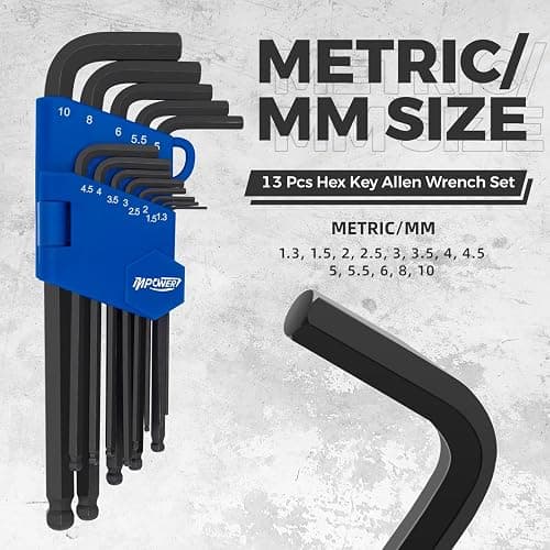 InPower Allen Wrenches Set, 26pcs SAE and Metric Allen Key Set, Long Arm Ball End Hex Key Set Tools for Hex Head Socket Screws - 2 Sets thumbnail 4