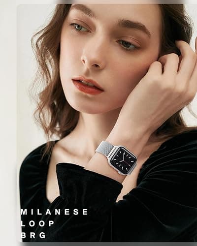 Original Stainless Steel Milanese Loop Compatible with Apple Watch Band 38mm 40mm 41mm 42mm 44mm 45mm 46mm 49mm, Magnetic Clasp Band for iWatch Series 11 10 9 8 7 6 5 4, SE 3 2 1 Ultra3 2, Women & Men thumbnail 6