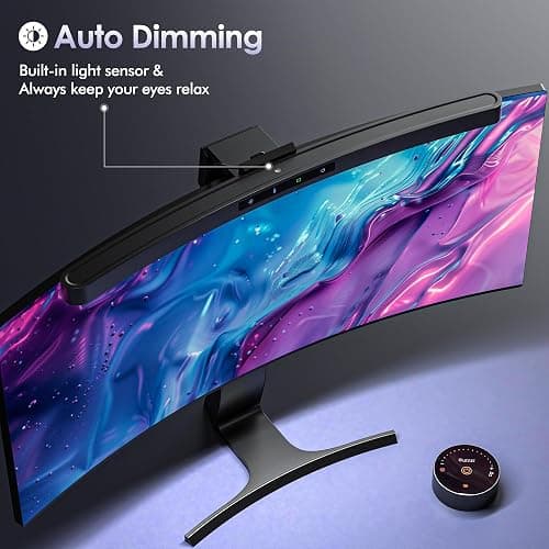 Quntis USB Lampada Monitor Curvo da 45CM con Controllo a Sfioramento e Telecomando, Luce Monitor con Oscuramento Automatico per la Cura Degli Occhi, Luce Anti-Blu, Antiriflesso, Salvaspazio thumbnail 4