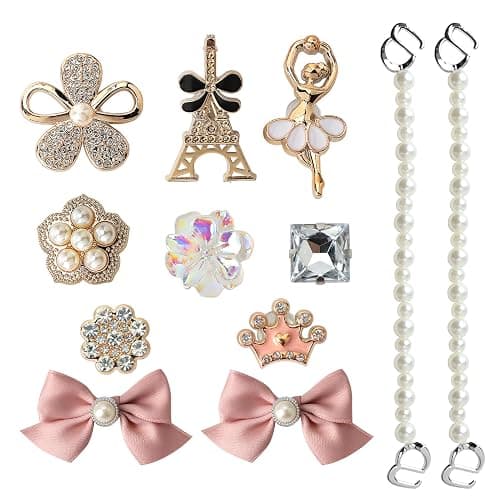 12PCS Pink Bow Shoes Charms for Girls and Women, Bling Crystal Shoe Accessories for Crocs DIY Clog Decorations Cute Pink Shoes Charms for Kids and Adults Birthday Present Party Gifts thumbnail 7