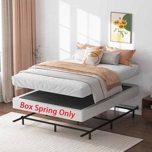 SHLAND Queen Box Spring 7 Inch Low Profile Queen Size Bed Base, 3000 lbs Black Heavy Duty Metal Mattress Foundation with Easy Clean Fabric Cover, Easy Assembly thumbnail 2